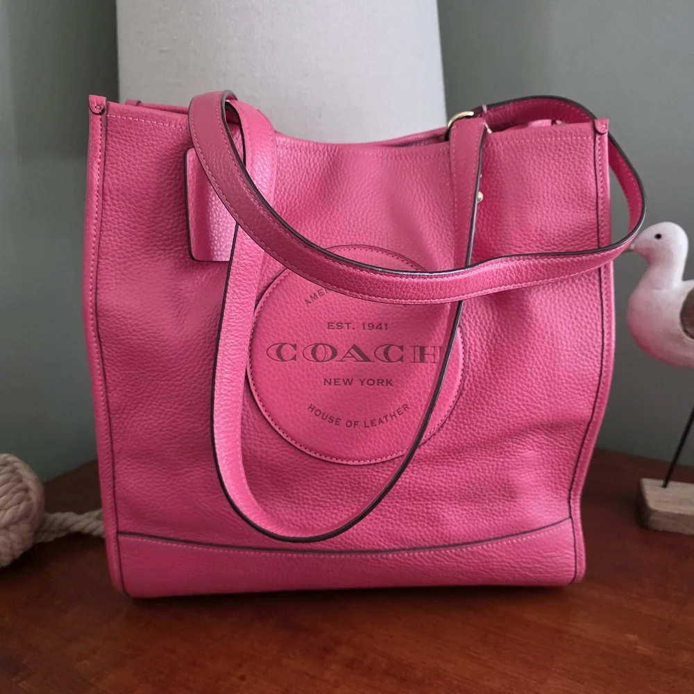Coach C3078 Dempsey Tote Pink Pebbled Leather Shoulder Bag
